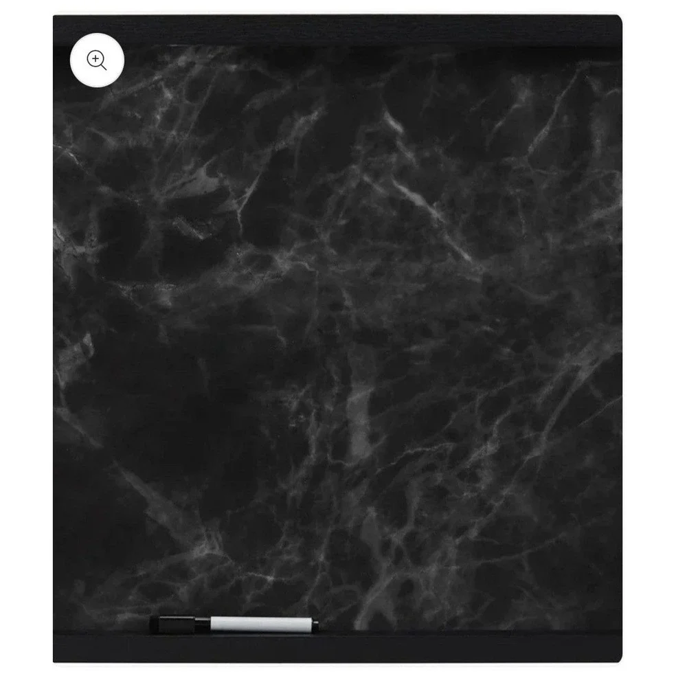 Black w/White Marble & White Marker Dry Erase Board Metal Wood Office Planner - Picture 5 of 7